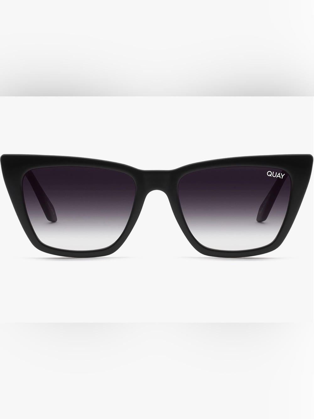 Quay Black Cat-Eye Sunglasses for Women - Black Gradient Lenses